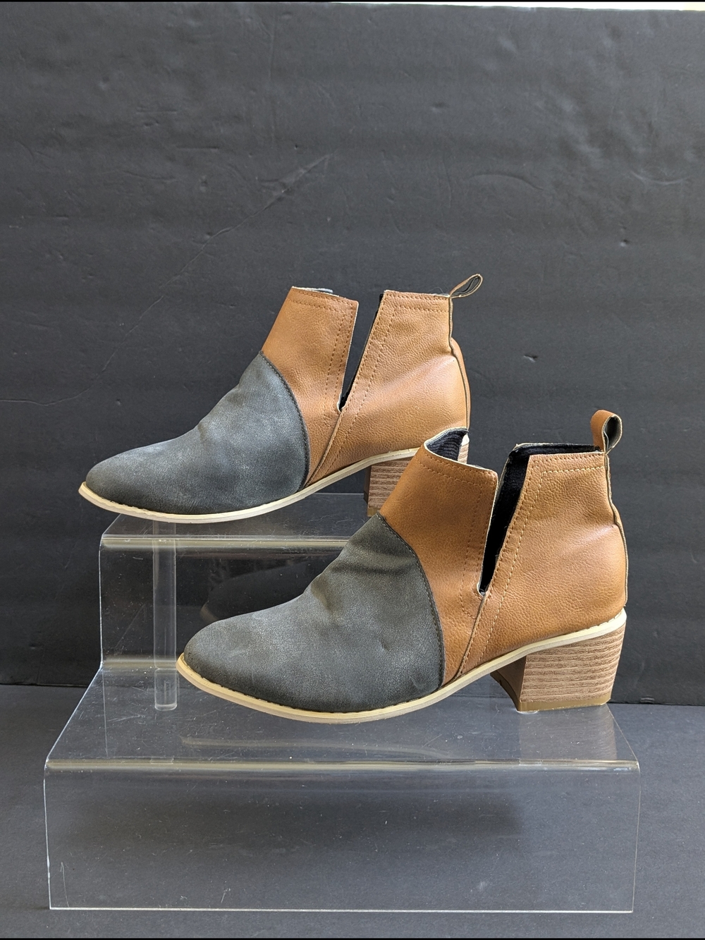 Women’s Two-Tone Grey and Brown Ankle Boots Size 38